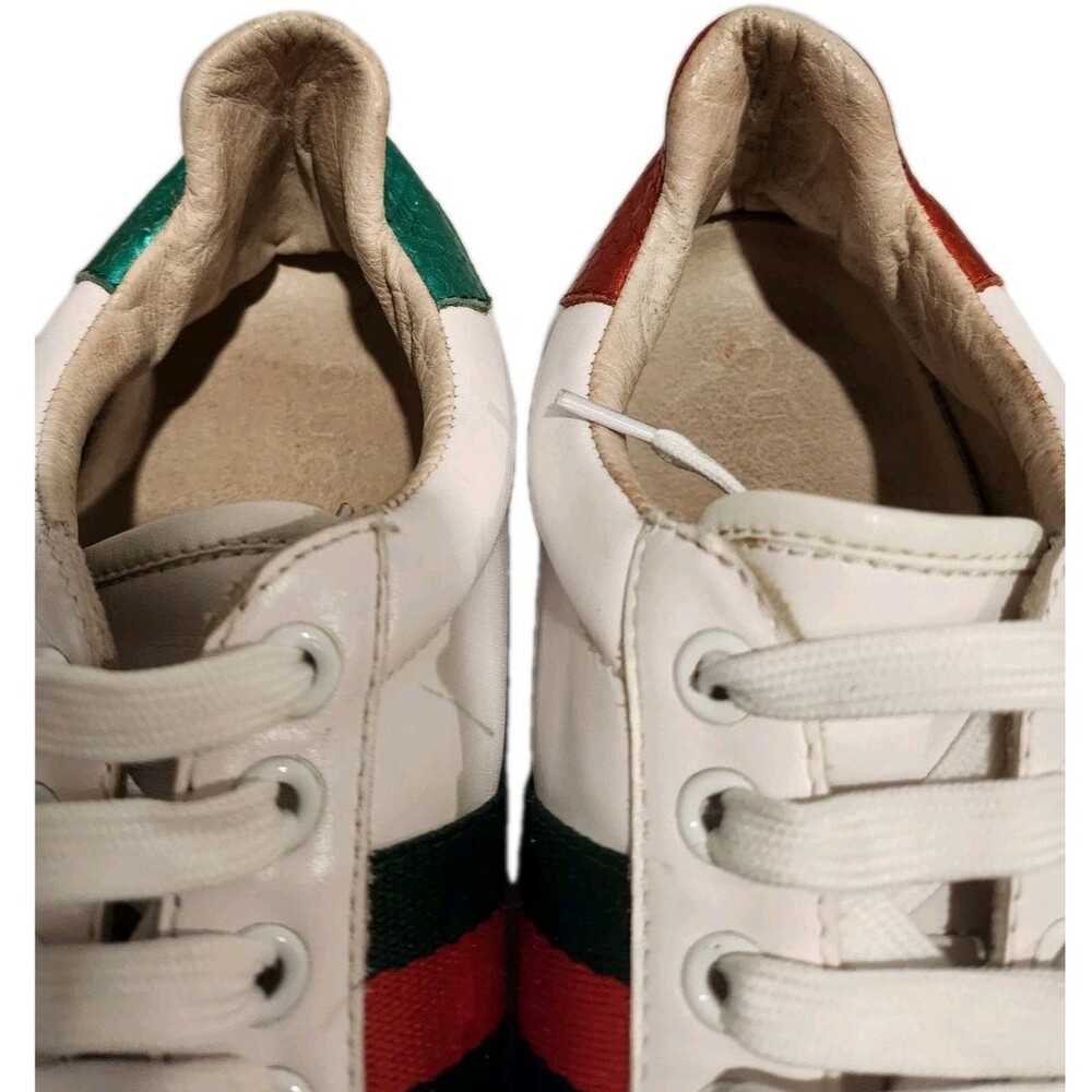 Gucci Ace Low-Top White Leather Bumblebee Sneakers White 40EU/8US Wom/6.5US Men - Picture 7 of 14